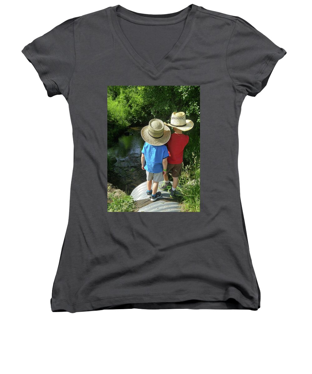 Hats Women's V-Neck featuring the photograph Friends by Nick Mares