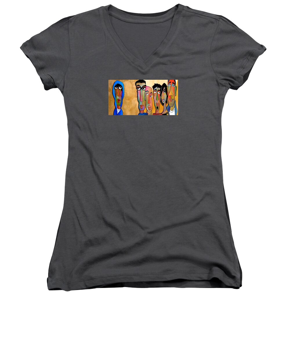 Fidostudio Women's V-Neck featuring the painting From The Rough Side by Tom Fedro