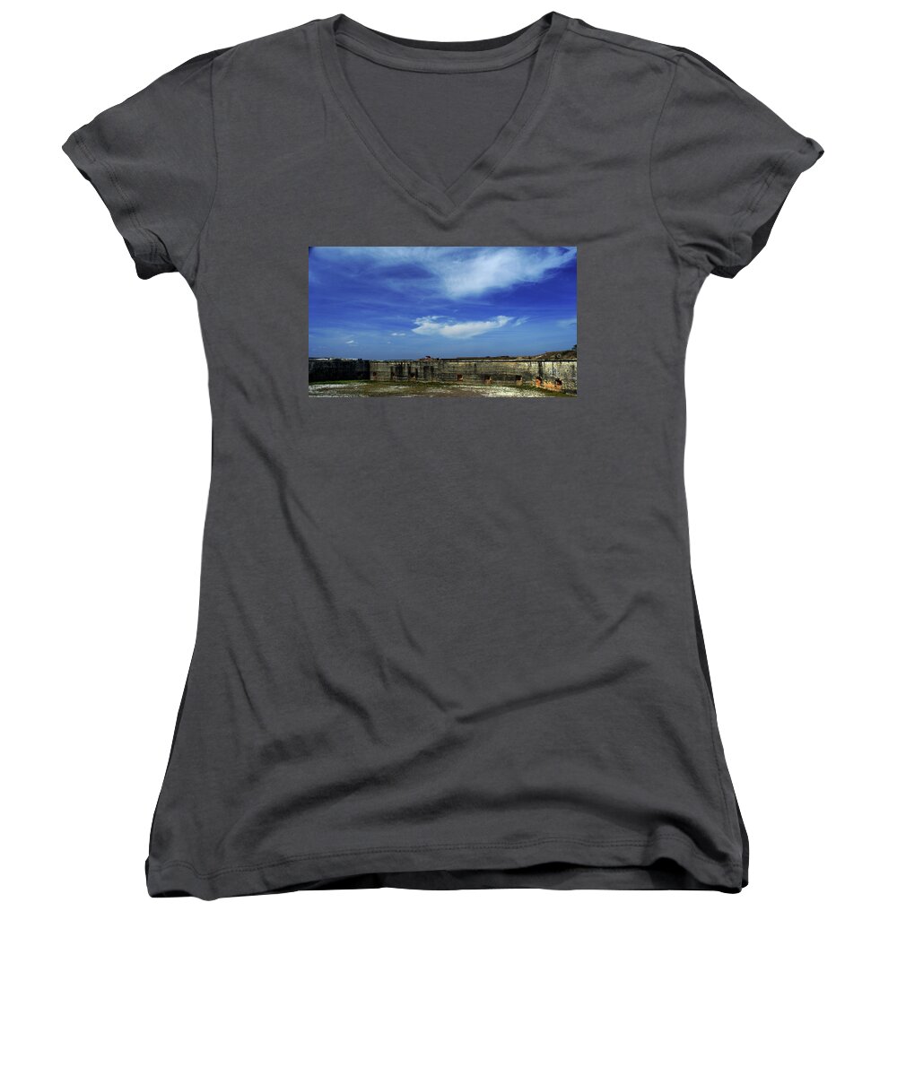 Sky Women's V-Neck featuring the photograph Ft. Pickens Sky 2 by George Taylor