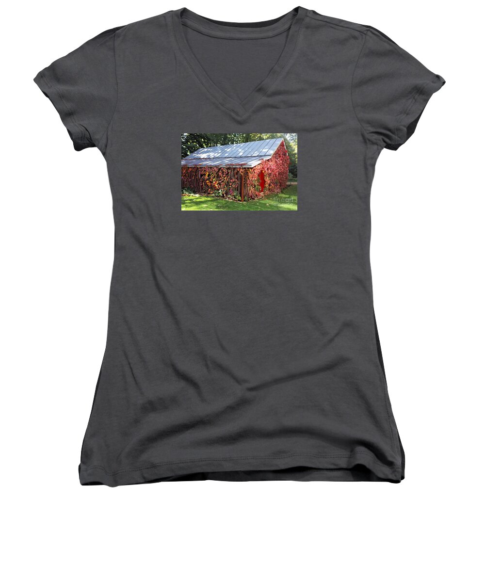 Funk Museum Women's V-Neck featuring the painting Funk Smoke and Ice House by Jackie Case
