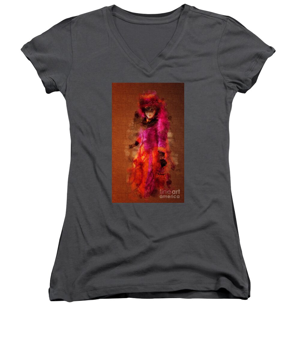 2016 Women's V-Neck featuring the photograph Fuschia Venice by Jack Torcello