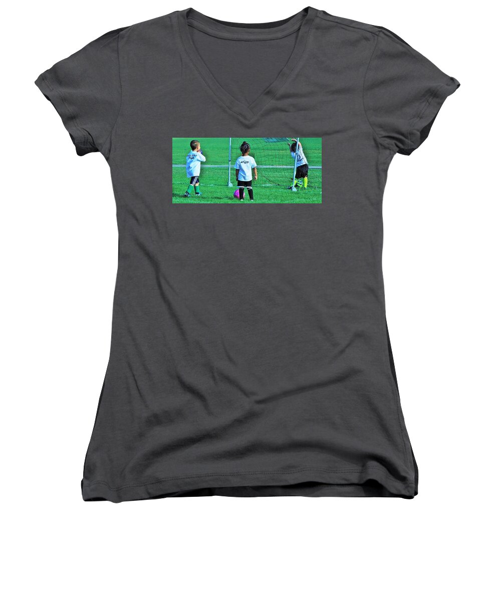  Women's V-Neck featuring the photograph Future World Cup Players by John Glass