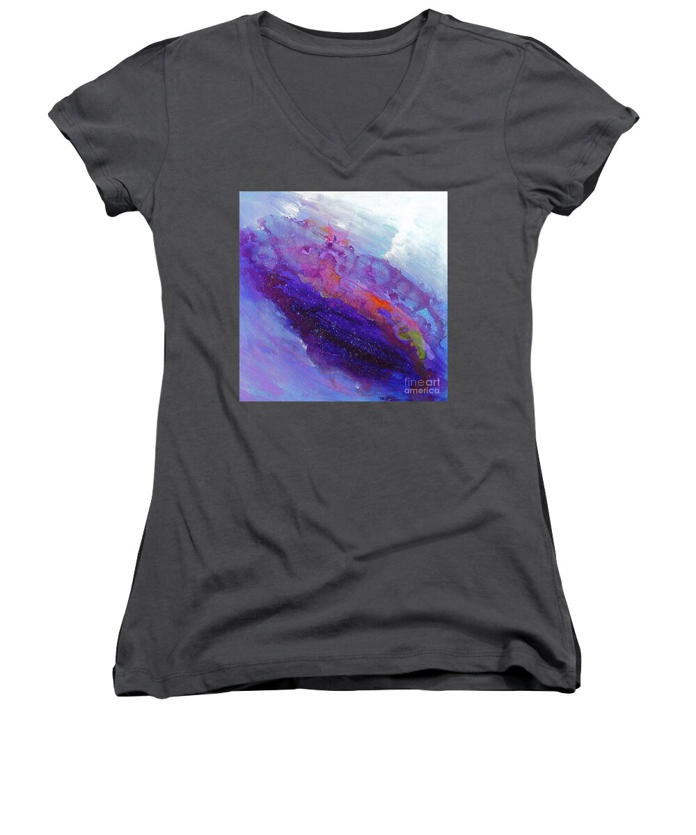Fantasies In Space Series Abstract Painting. Women's V-Neck featuring the painting Fantasies In Space series painting. Galactic Inspirations. Abstract Painting by Robert Birkenes