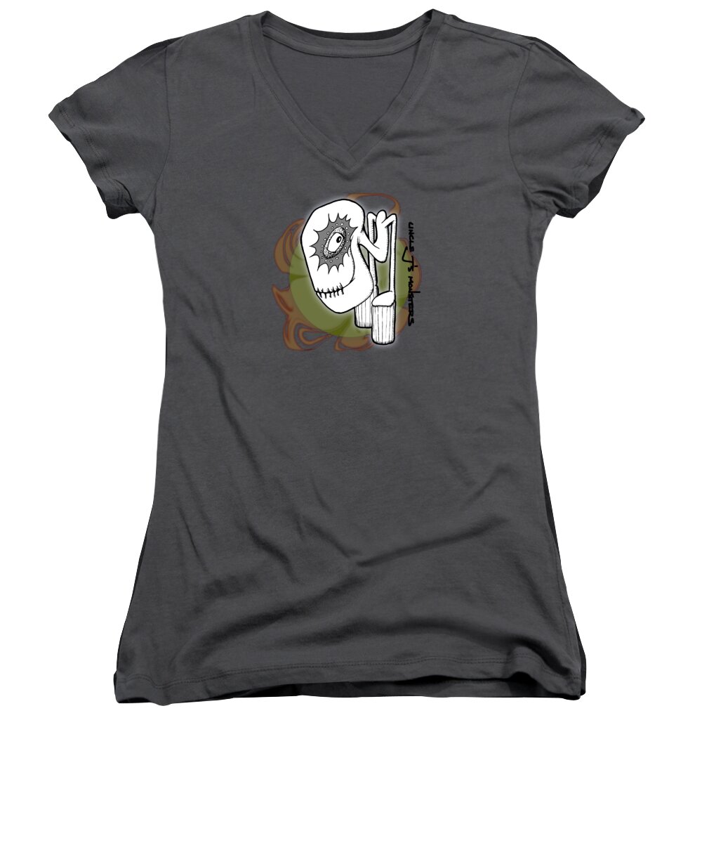 Art Women's V-Neck featuring the digital art Ganix by Uncle J's Monsters