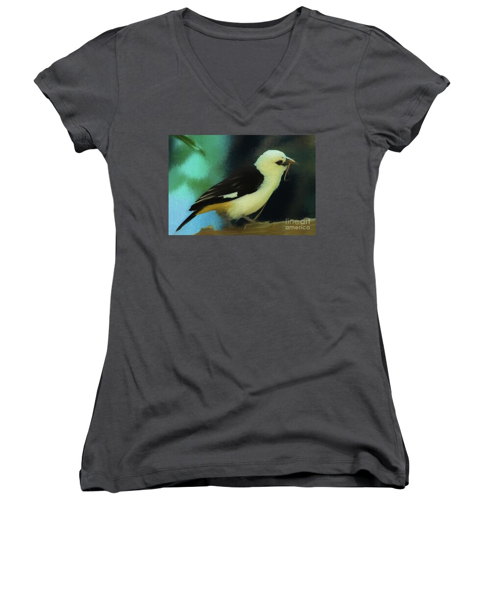 Bird Women's V-Neck featuring the photograph Gathering Nesting material by Steven Parker