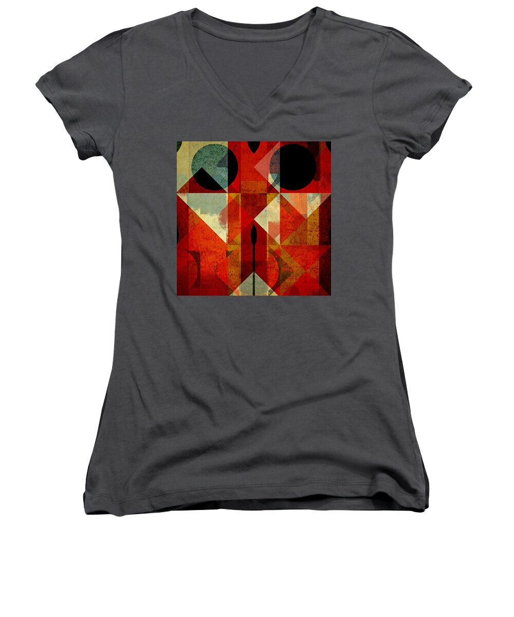 Abstract Women's V-Neck featuring the digital art Geomix-04 - 39c3at22g by Variance Collections