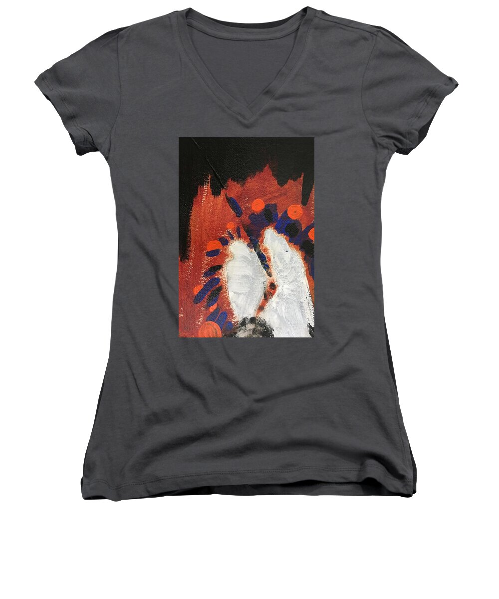 Ghosts Women's V-Neck featuring the painting Ghostly Discussion by Carole Johnson