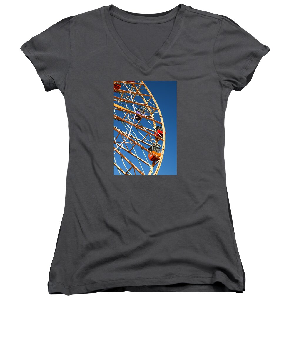 California Adventure Women's V-Neck featuring the photograph Giant Wheel by James Kirkikis
