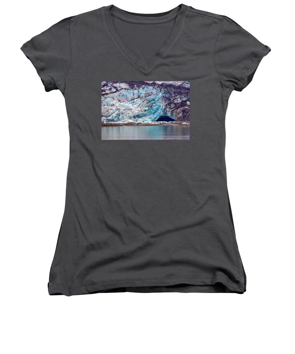 Cave Women's V-Neck featuring the photograph Glacier Cave by Anthony Jones