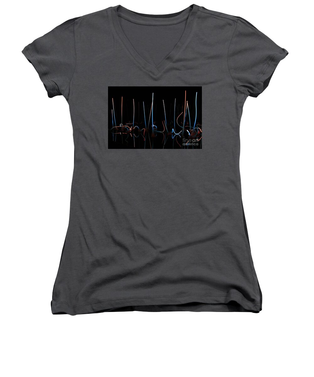 Glass Women's V-Neck featuring the photograph Glass Reflections by Sheila Ping