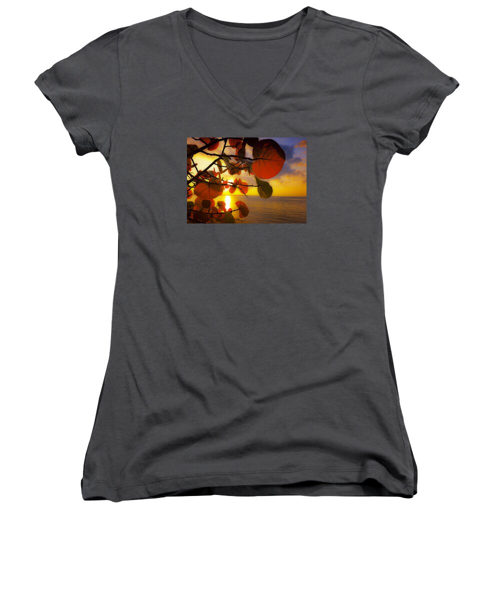 Beach Women's V-Neck featuring the photograph Glowing Red II by Stephen Anderson