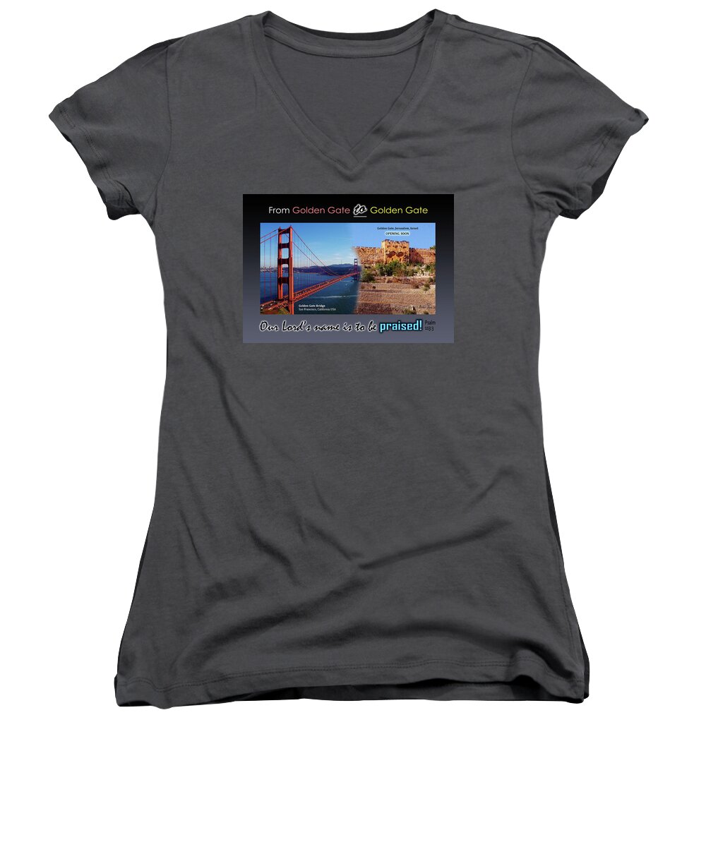 Travel Women's V-Neck featuring the photograph Golden Gate to Golden Gate by Brian Tada