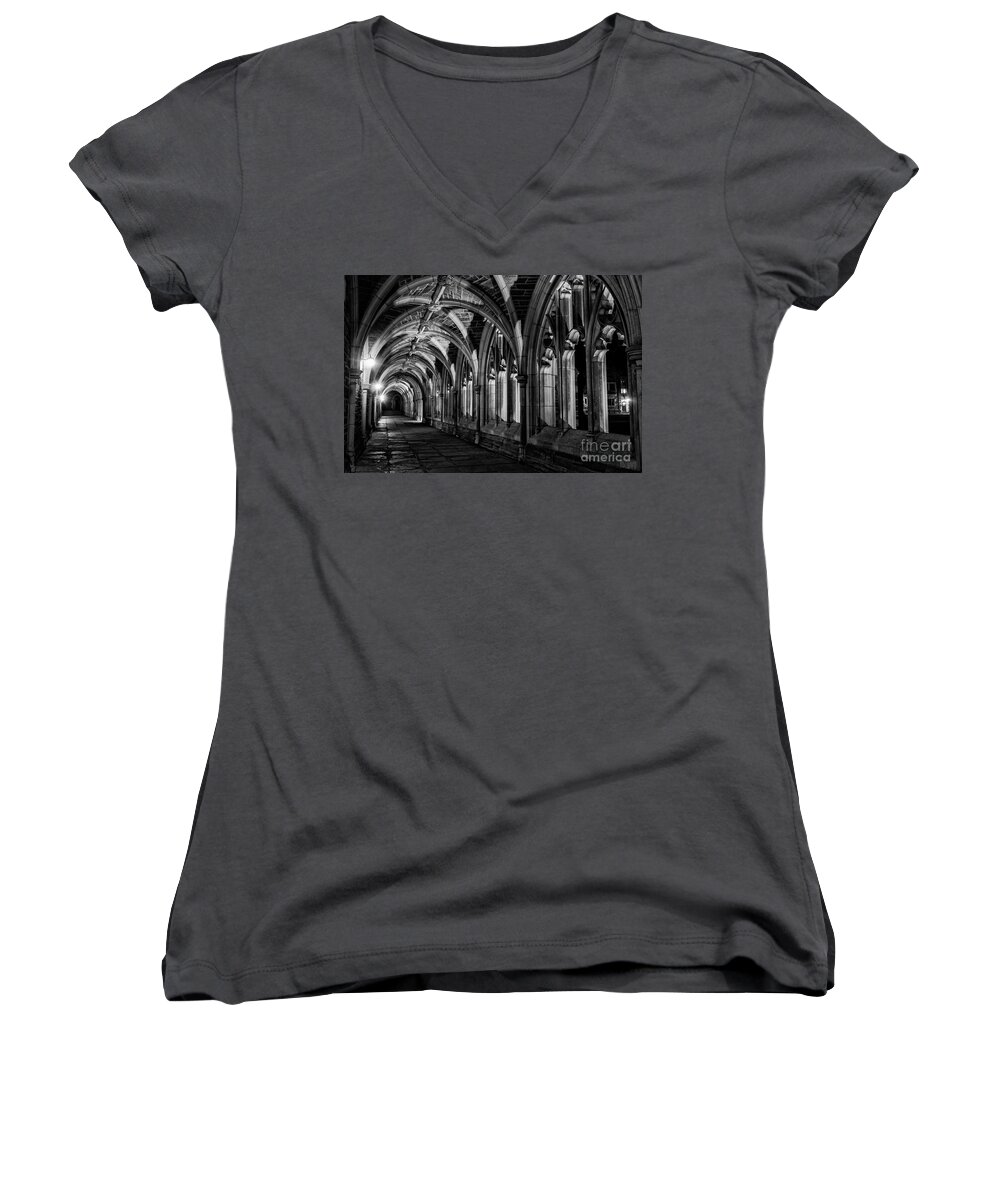 Gothic Women's V-Neck featuring the photograph Gothic Arches by Debra Fedchin