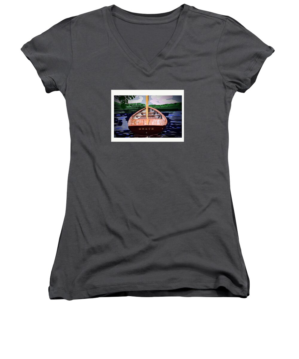 Women's V-Neck featuring the painting Grace by Francois Lamothe