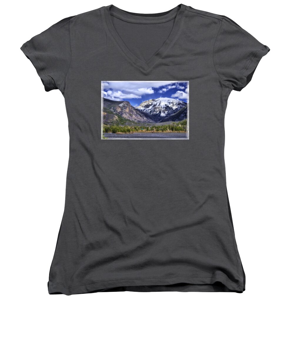 Calm Women's V-Neck featuring the photograph Grand Lake CO by Joan Carroll