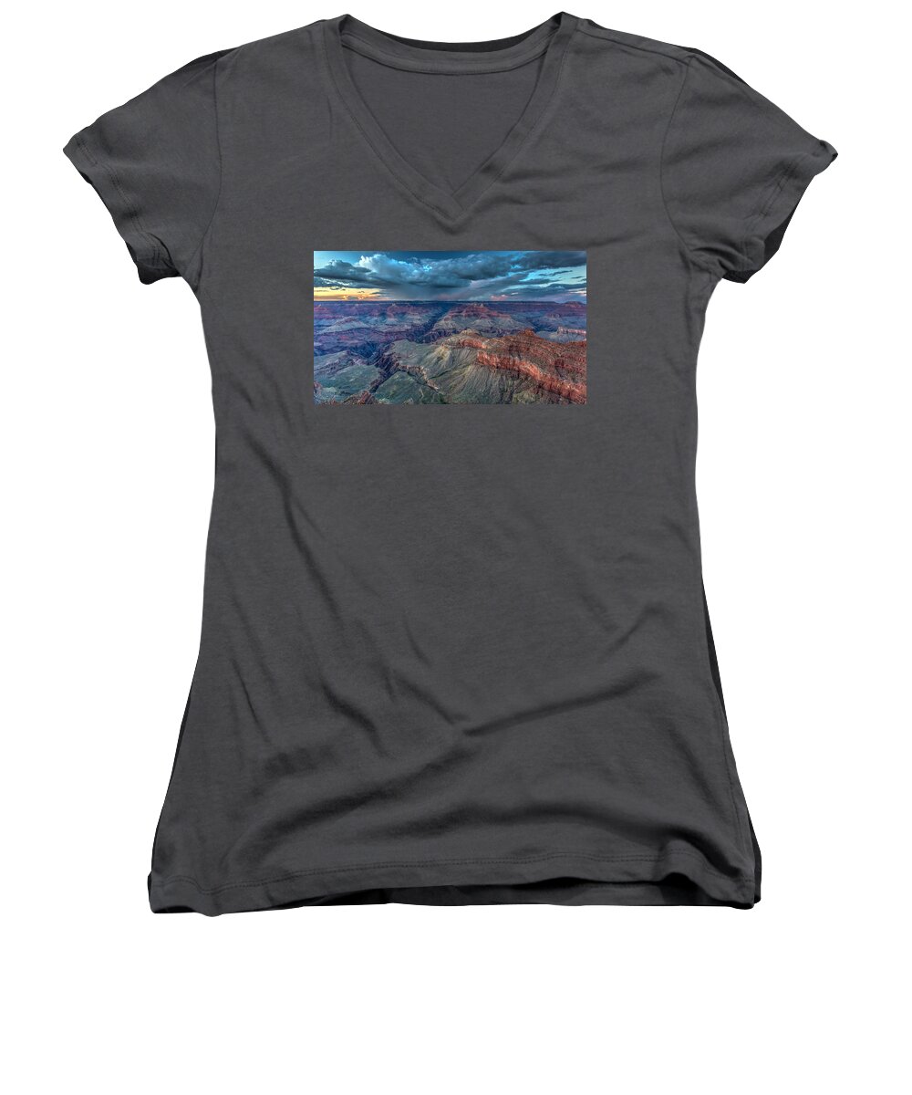 Grand Canyon Women's V-Neck featuring the photograph Grand Scenery in the Canyon by Pierre Leclerc Photography