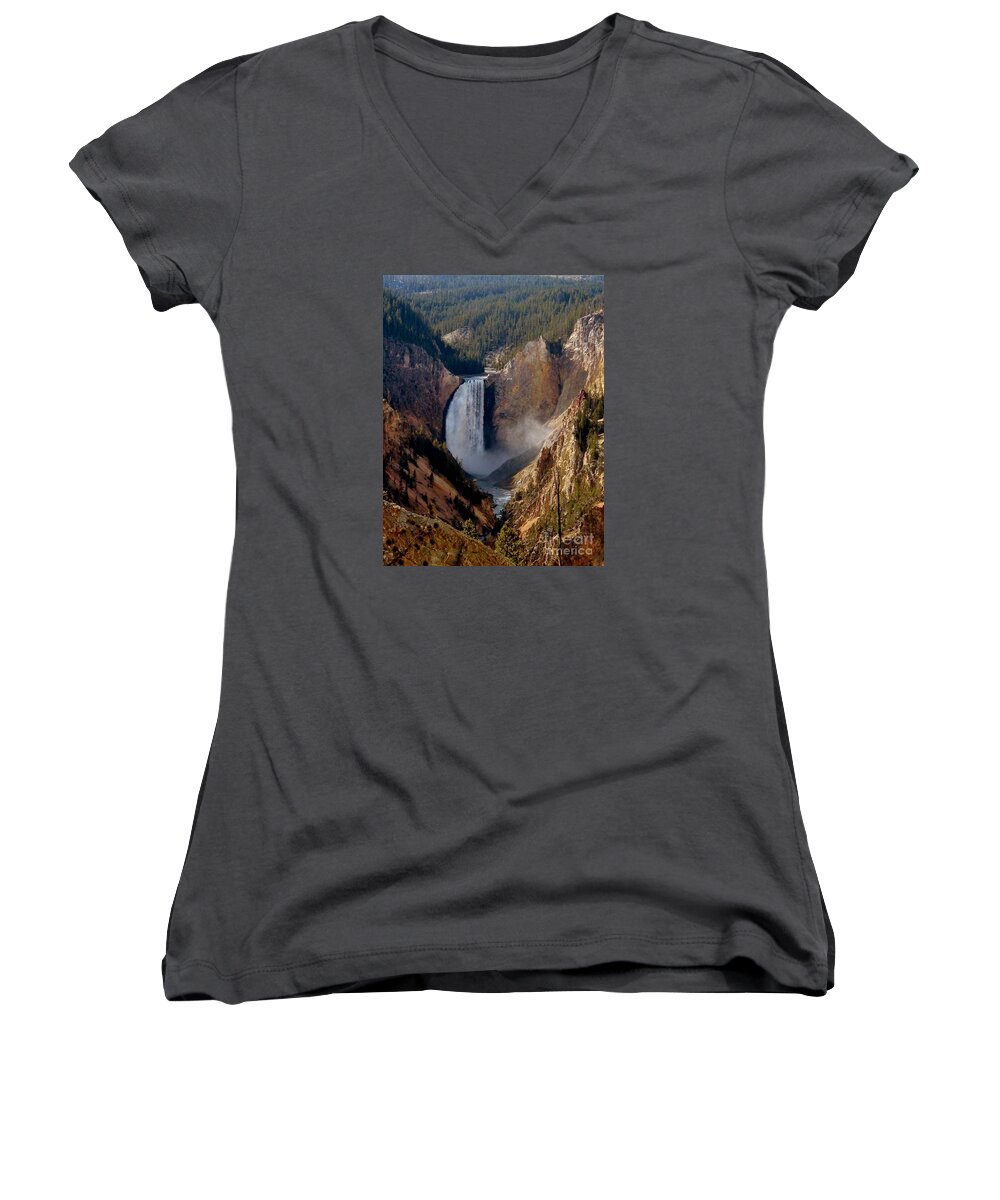 Yellowstone Women's V-Neck featuring the photograph Grandeur by Sheila Ping
