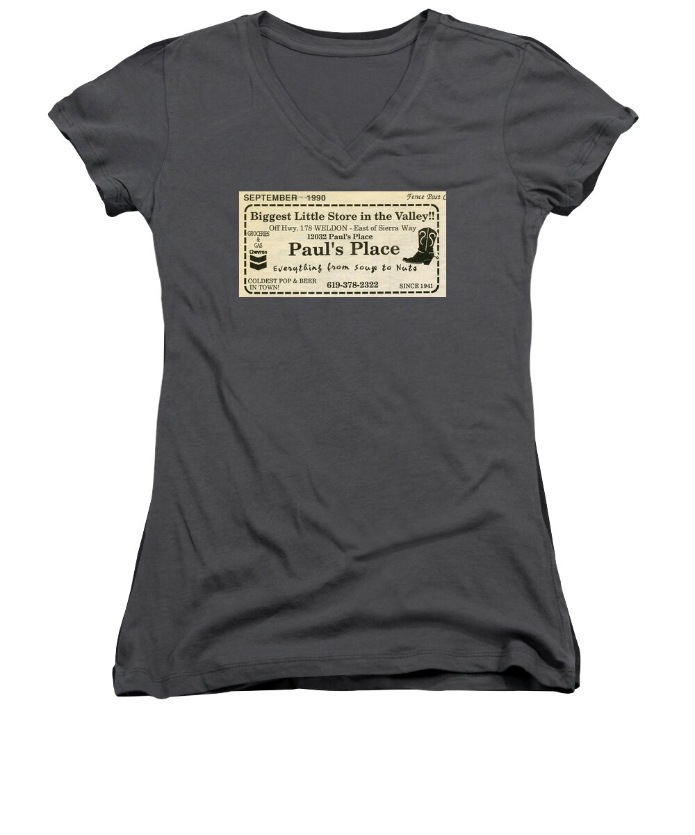  Women's V-Neck featuring the photograph Grandparents Old Country Store Ad by Robert Rhoads