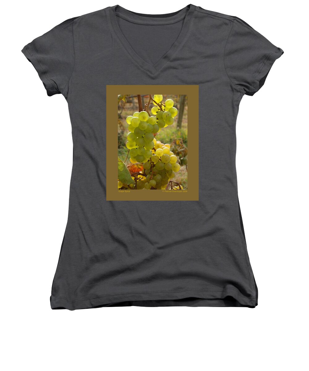 Grapes Women's V-Neck featuring the photograph Grape Spiral by Patricia Overmoyer