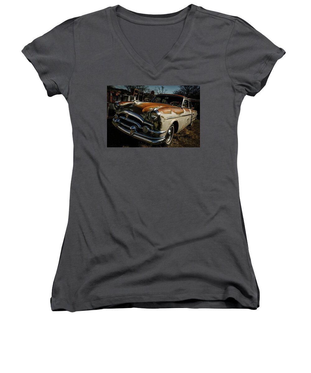 Old Women's V-Neck featuring the photograph Great Old Packard by Marilyn Hunt