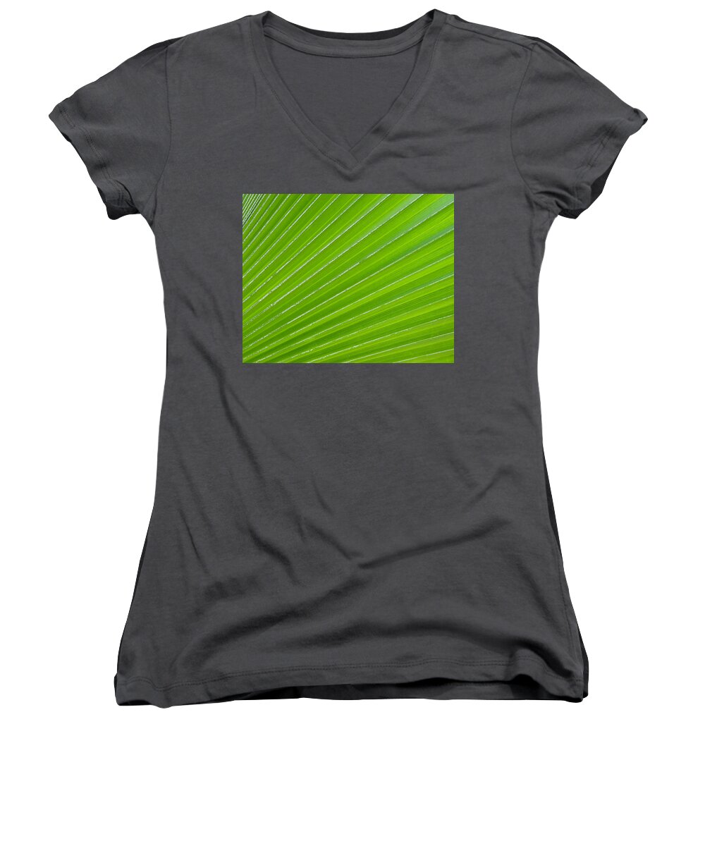 Leaf Women's V-Neck featuring the photograph Green Abstract No. 1 by Helen Jackson