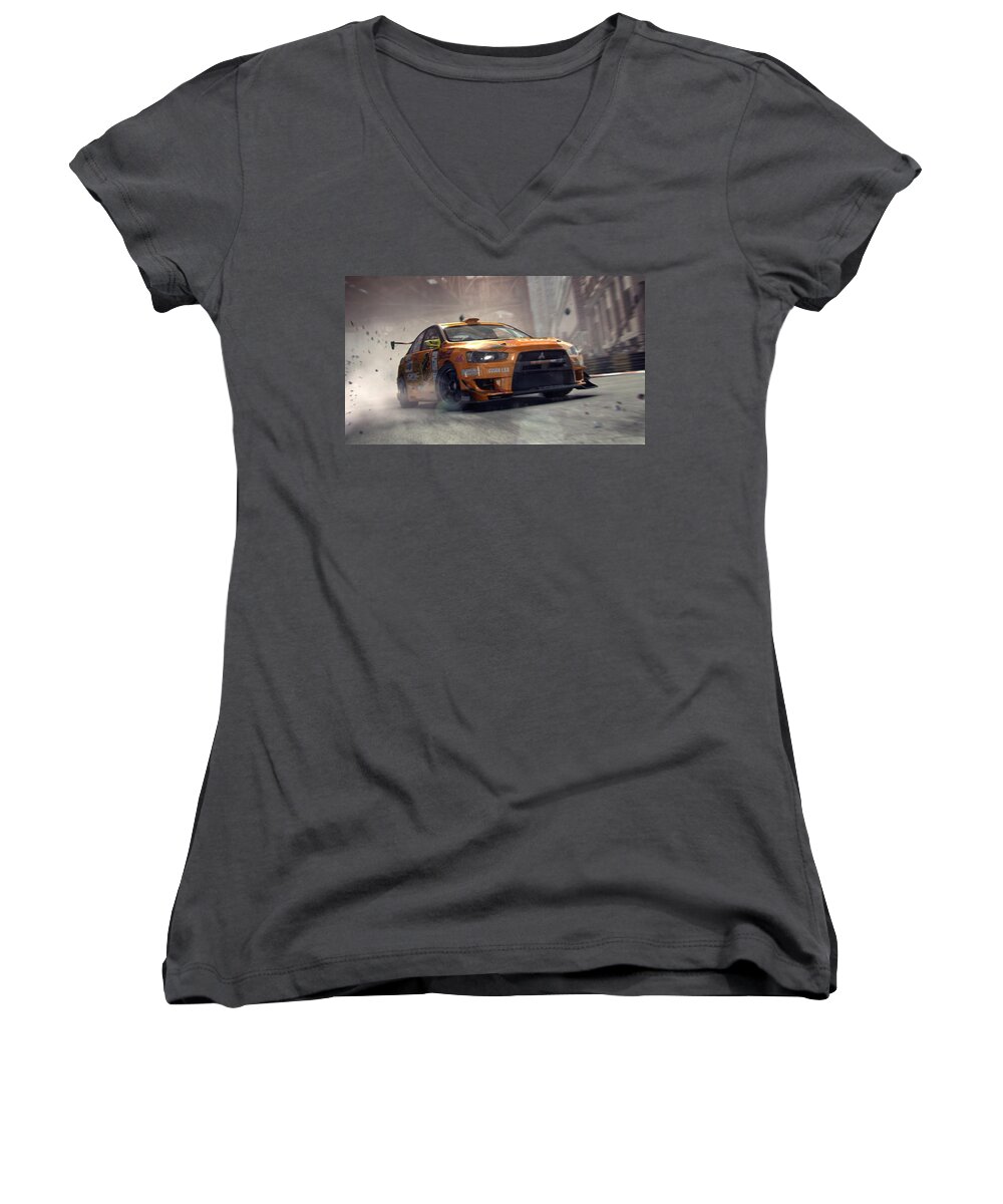 Grid 2 Women's V-Neck featuring the digital art Grid 2 by Super Lovely