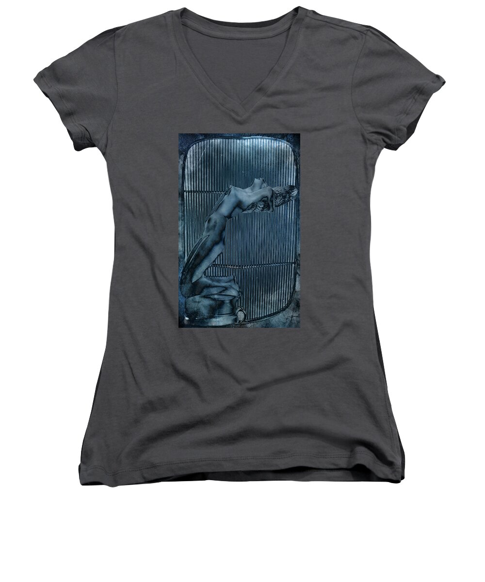 Grill Women's V-Neck featuring the digital art Grill of the Ride by Greg Sharpe