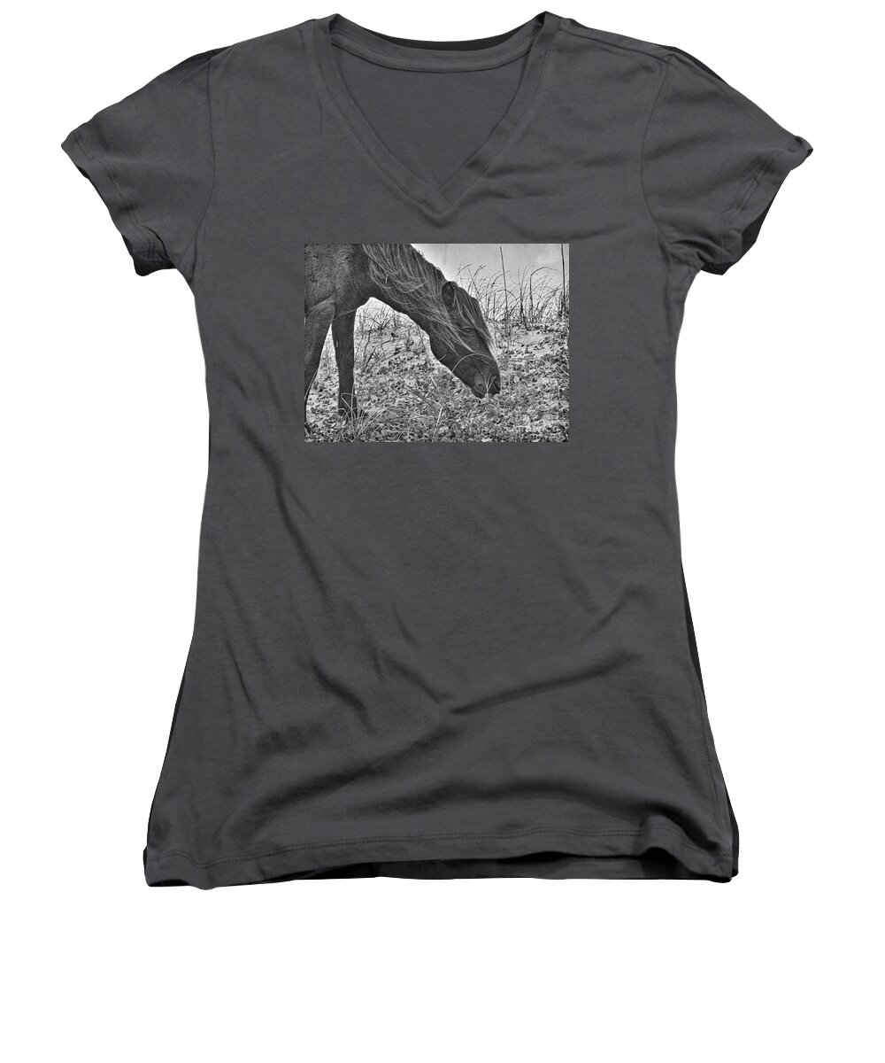 Horse Women's V-Neck featuring the photograph Guardian 2 by Parrish Todd