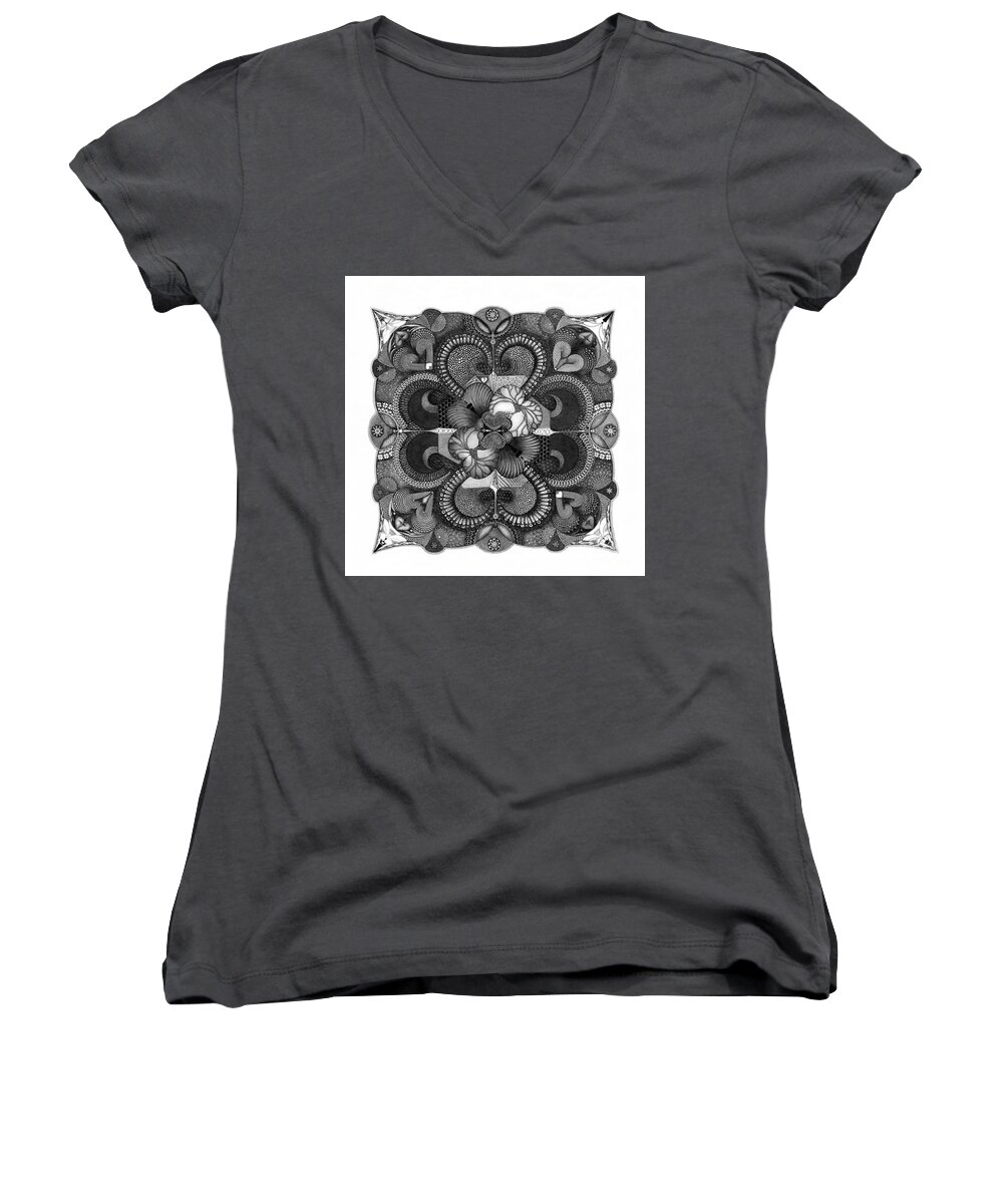  Women's V-Neck featuring the drawing H2H by James Lanigan Thompson MFA