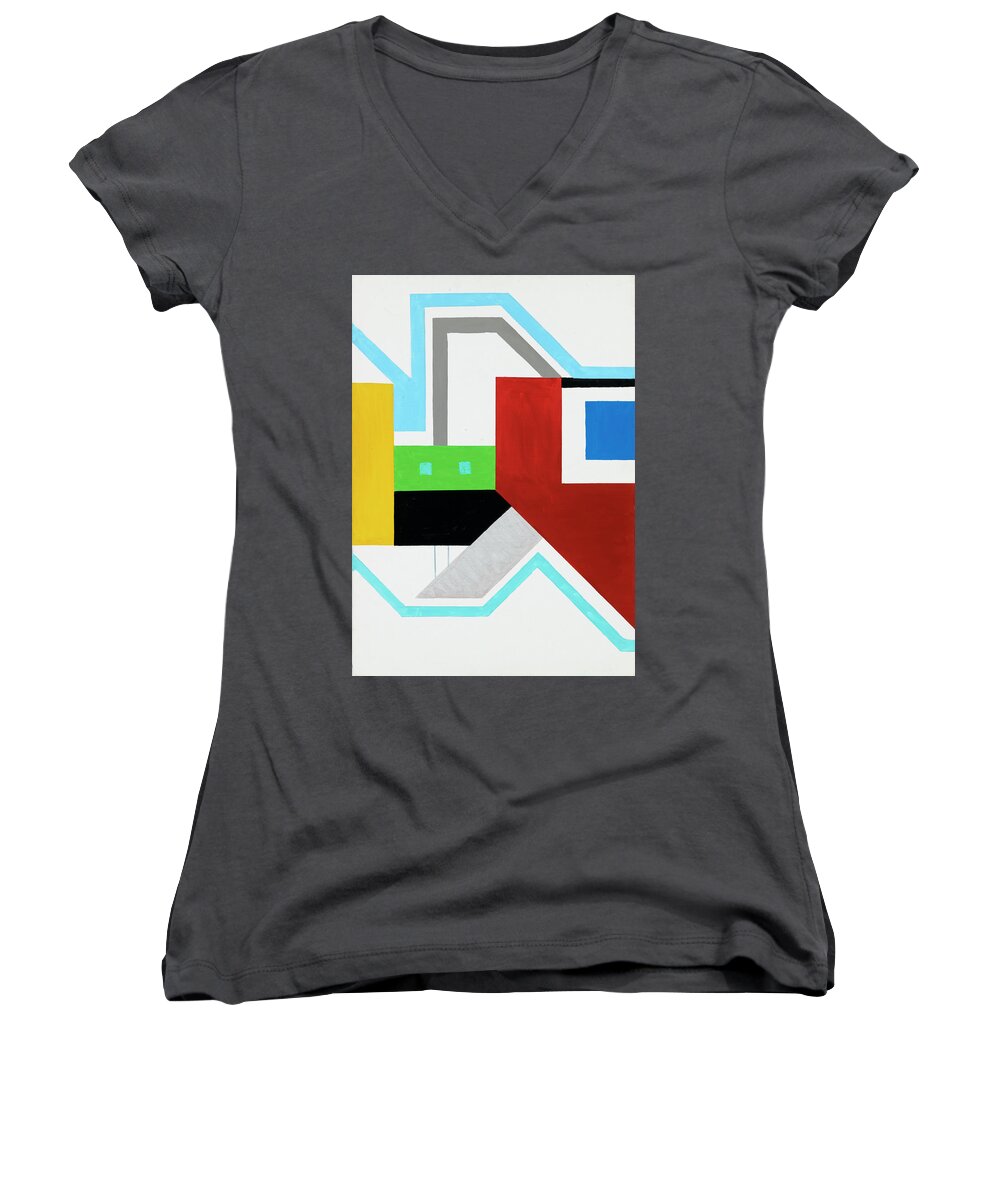 Abstract Women's V-Neck featuring the painting Halleluja - Part IV by Willy Wiedmann