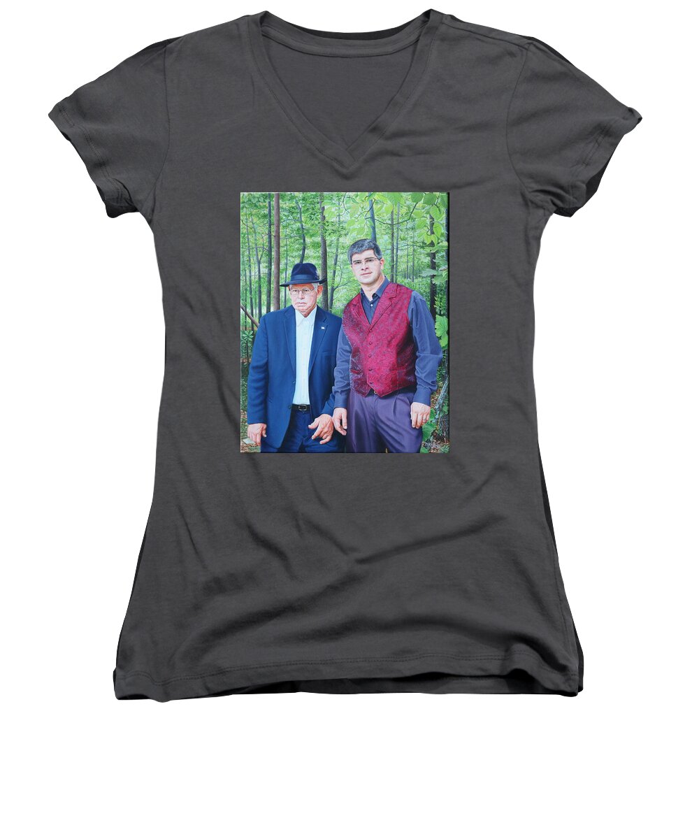 Hamilton Women's V-Neck featuring the painting Hamilton Portrait by Mike Ivey