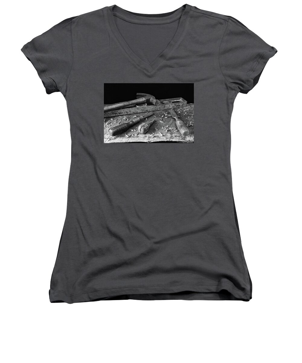 Still Lifes Women's V-Neck featuring the photograph Hand Tools 2 by Richard Rizzo