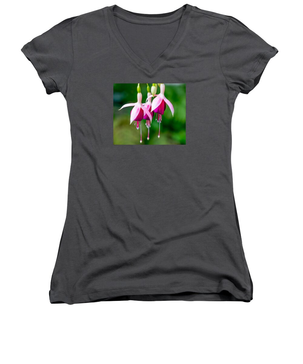 Flowers Women's V-Neck featuring the photograph Hanging Flowers by Derek Dean