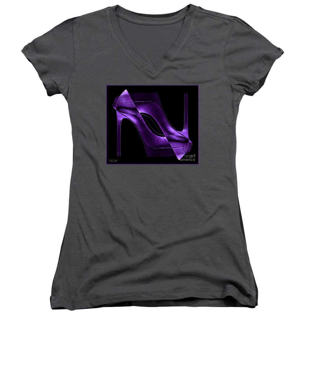 High Heels Women's V-Neck featuring the photograph Heel 2 Toe And Purple, Too by Rene Crystal