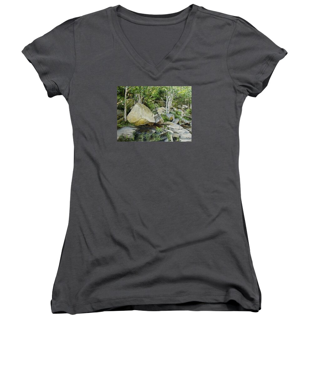 Landscape Women's V-Neck featuring the painting Hide And Seek by William Brody