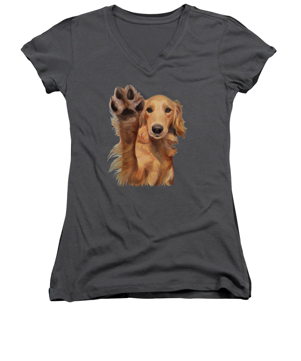 Noewi Women's V-Neck featuring the painting High Five - apparel by Jindra Noewi