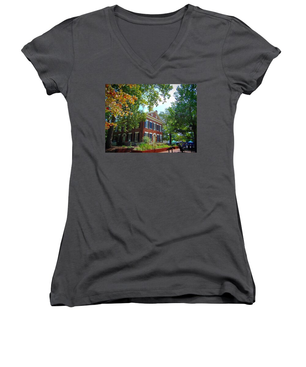 Historic Women's V-Neck featuring the photograph Historic Dahlonega Georgia Courthouse by Richie Parks