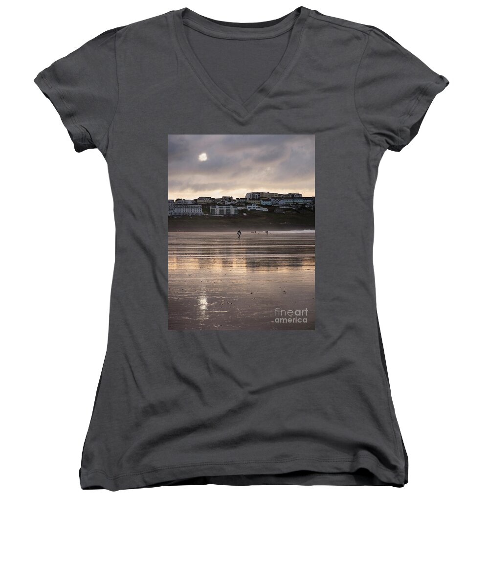 Sunset Women's V-Neck featuring the photograph Hole in the Clouds by Nicholas Burningham