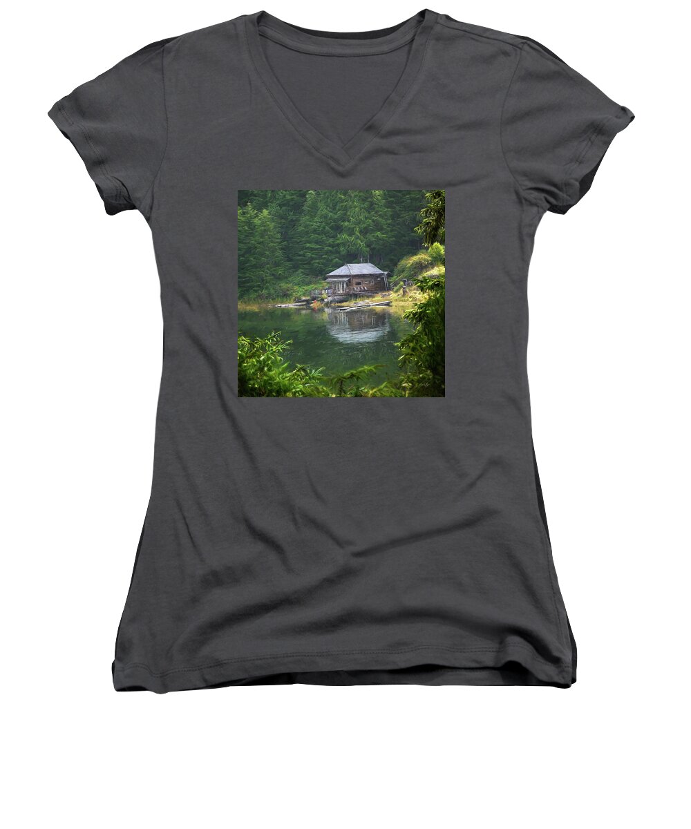 Home Is Where Women's V-Neck featuring the painting Home Is Where by Jordan Blackstone
