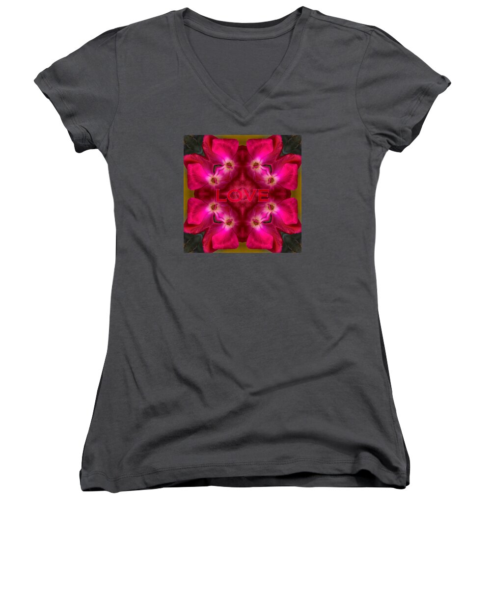 Kaleidoscope Design Women's V-Neck featuring the photograph Hot Love by Mary Buck