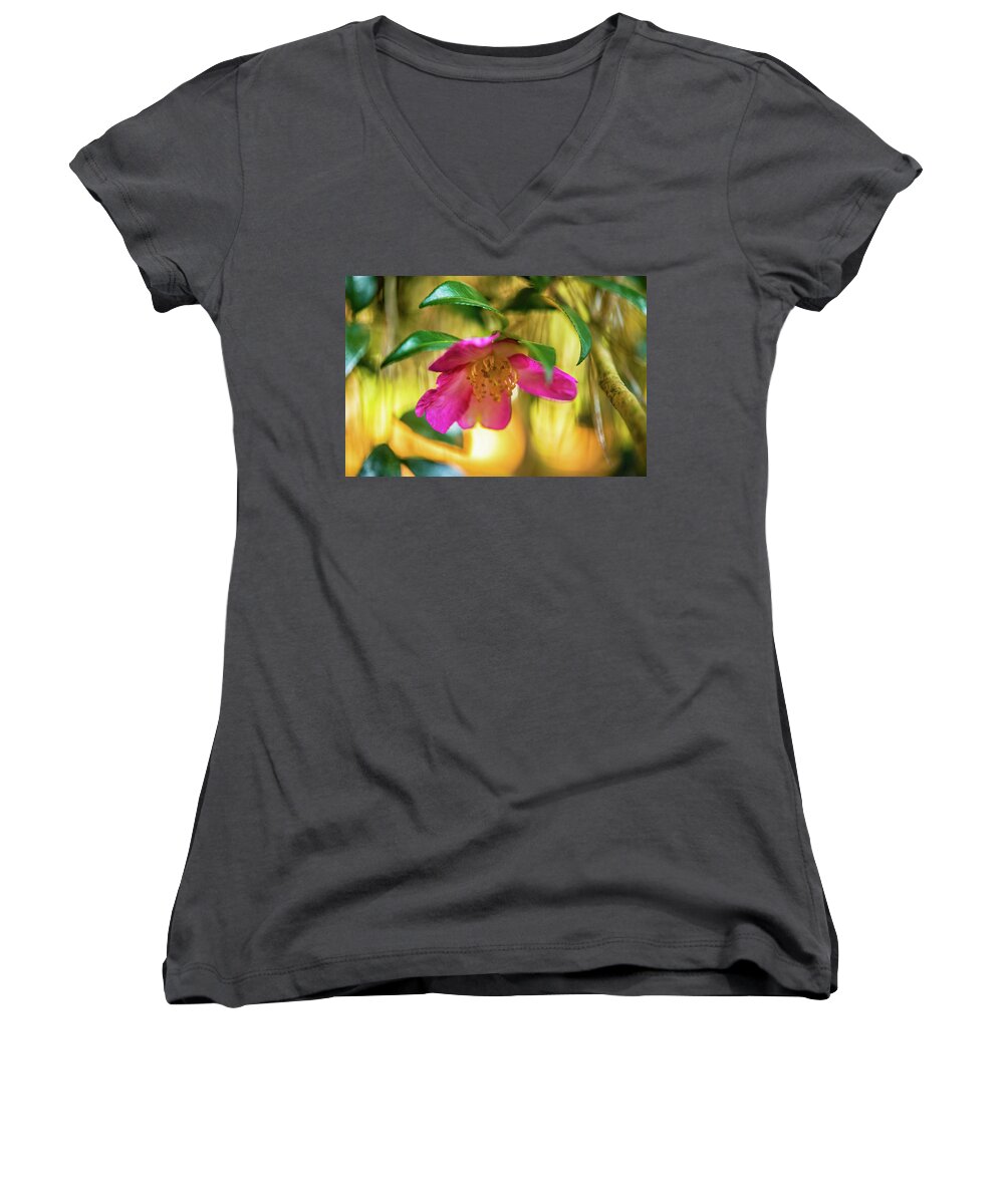 Hot Pink Prints Women's V-Neck featuring the photograph Hot Pink by John Harding