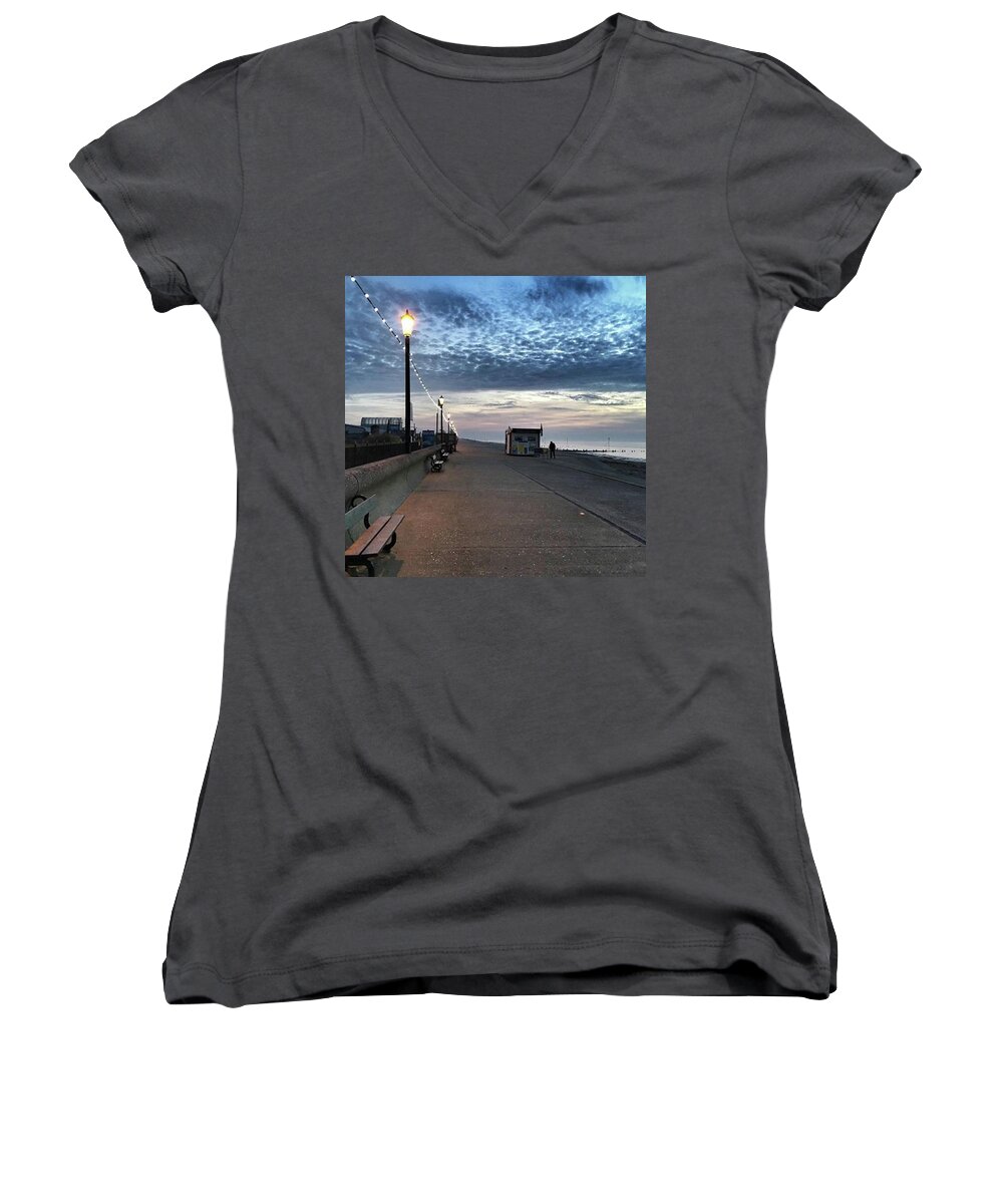 Beautiful Women's V-Neck featuring the photograph Hunstanton At 5pm Today

#sea #beach by John Edwards