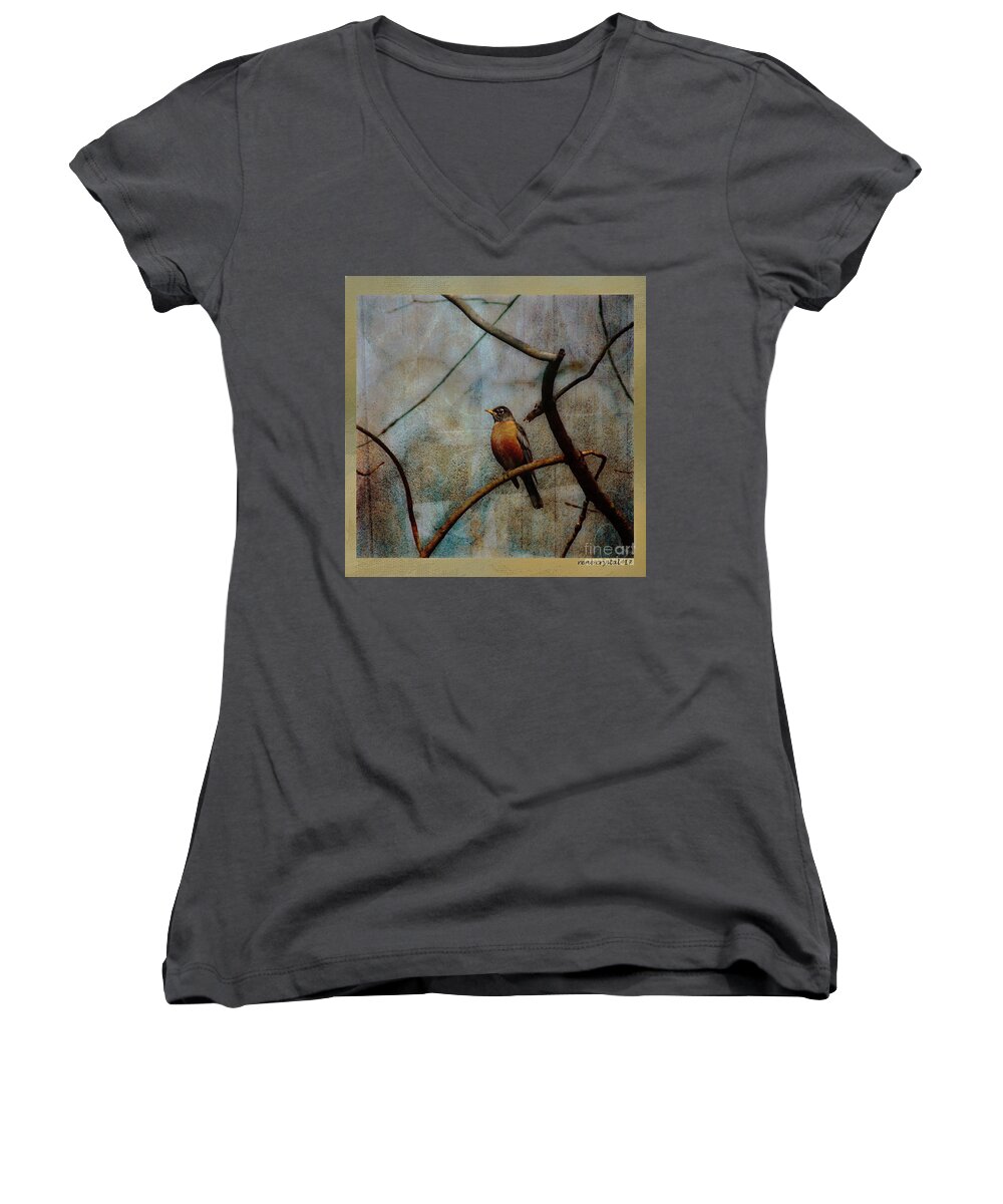 Birds Women's V-Neck featuring the photograph I am one tough bird by Rene Crystal