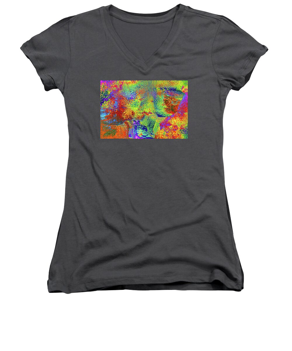 Bubbles Women's V-Neck featuring the photograph Icy Kaleidoscope by Tony Beck