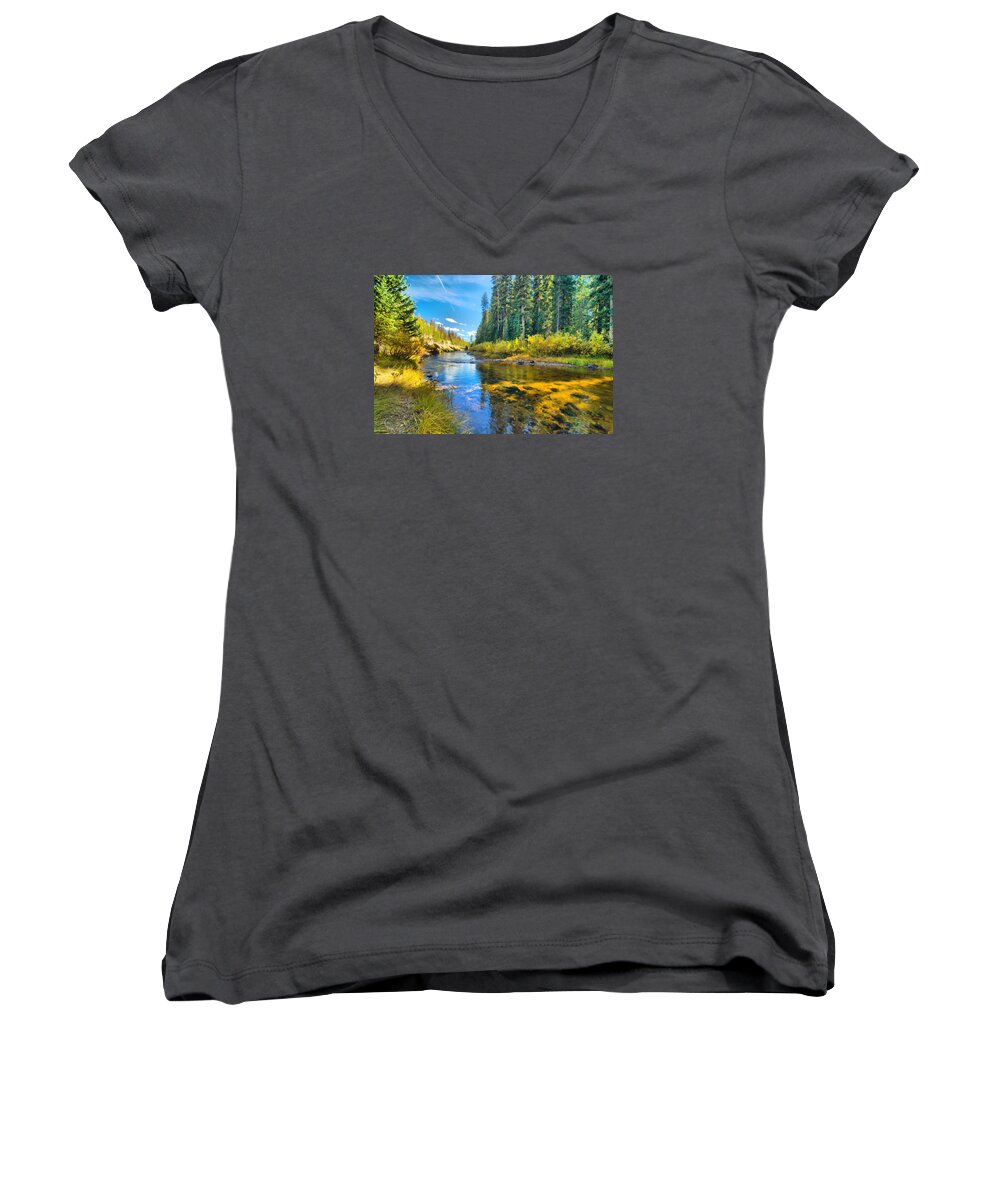 Idaho Women's V-Neck featuring the photograph Idaho Stream 2 by Josephine Buschman