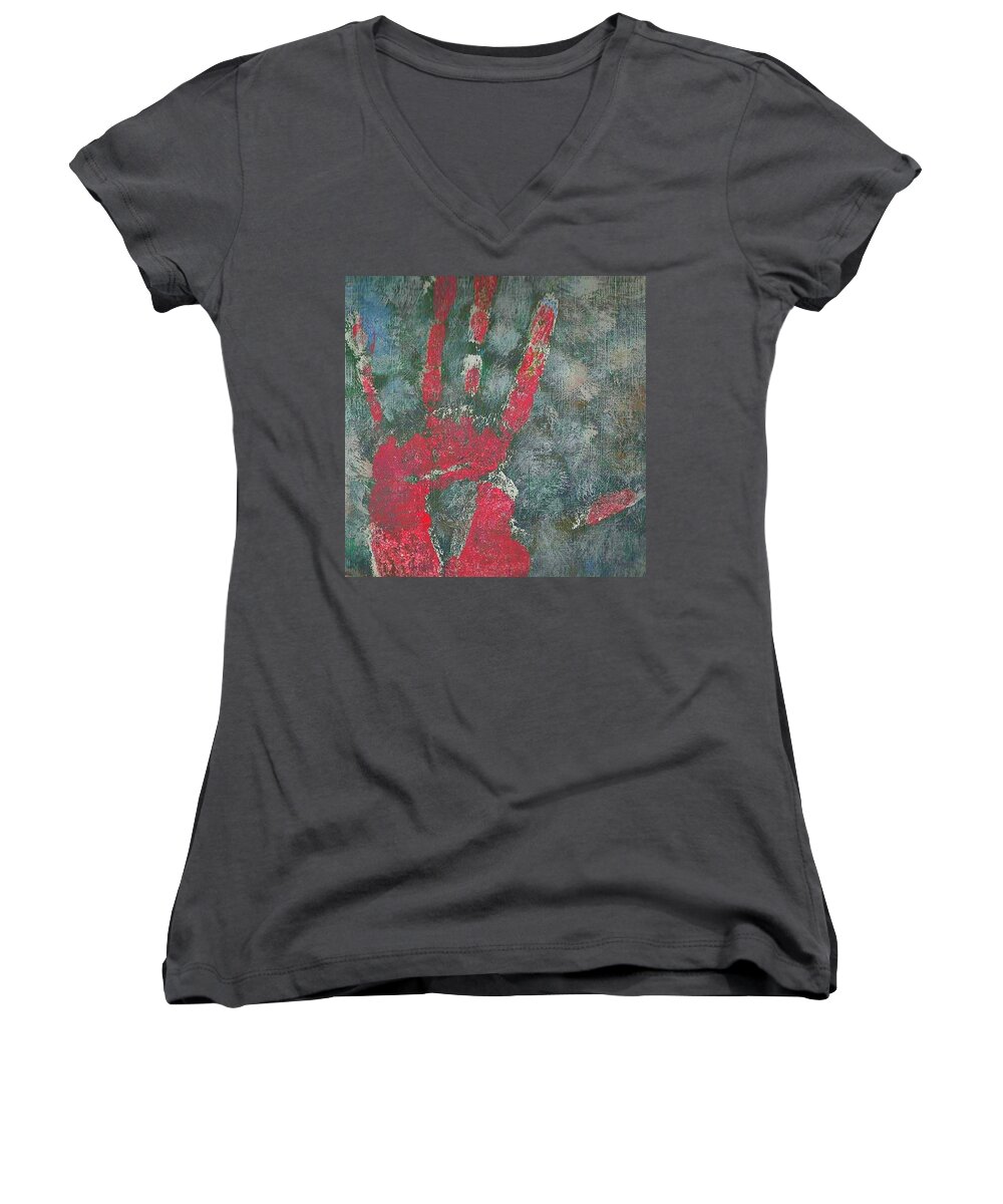 Abstract Women's V-Neck featuring the photograph Identity by Charles Brown