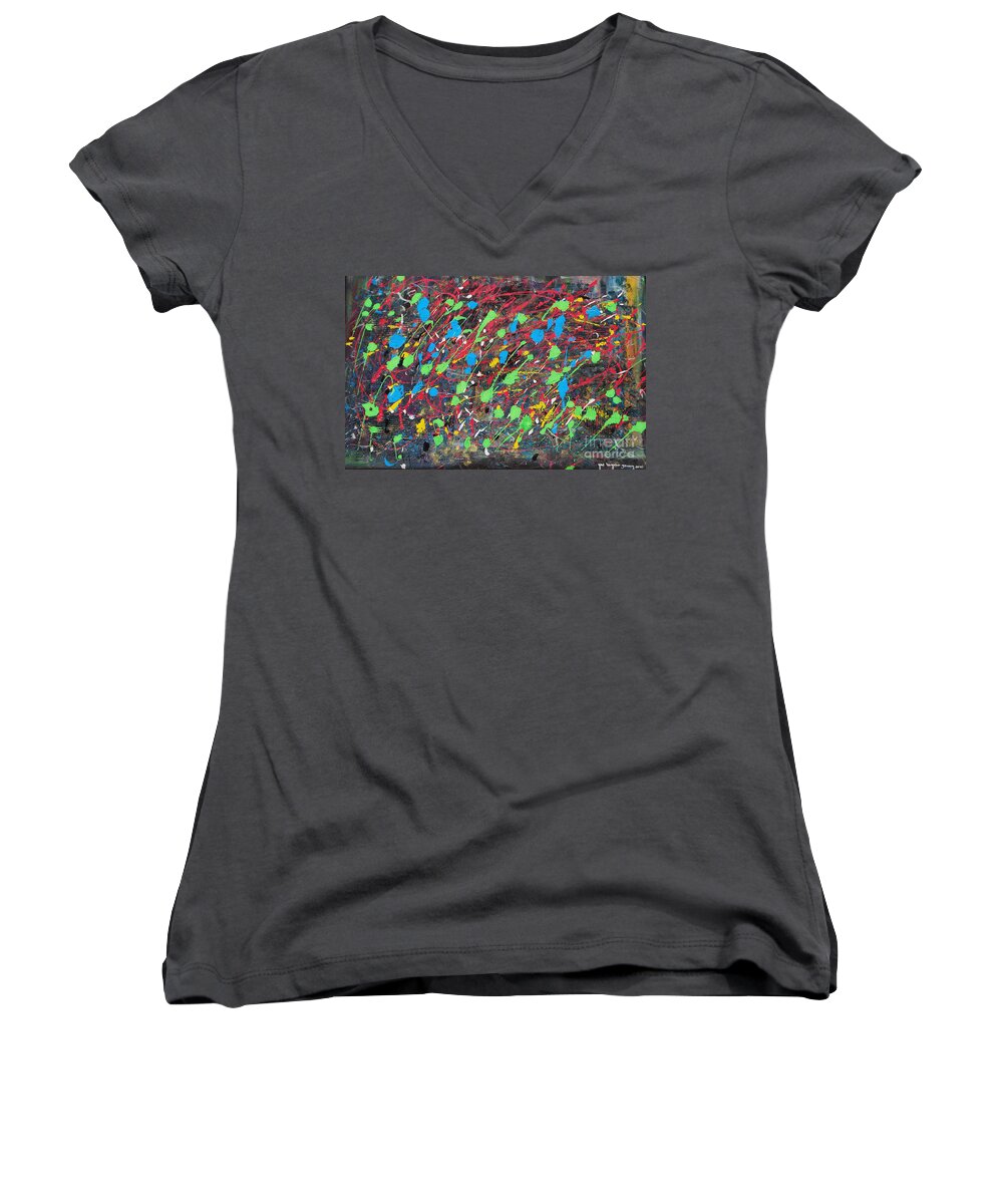 Acrylic Panting Women's V-Neck featuring the painting Imagination by Yael VanGruber