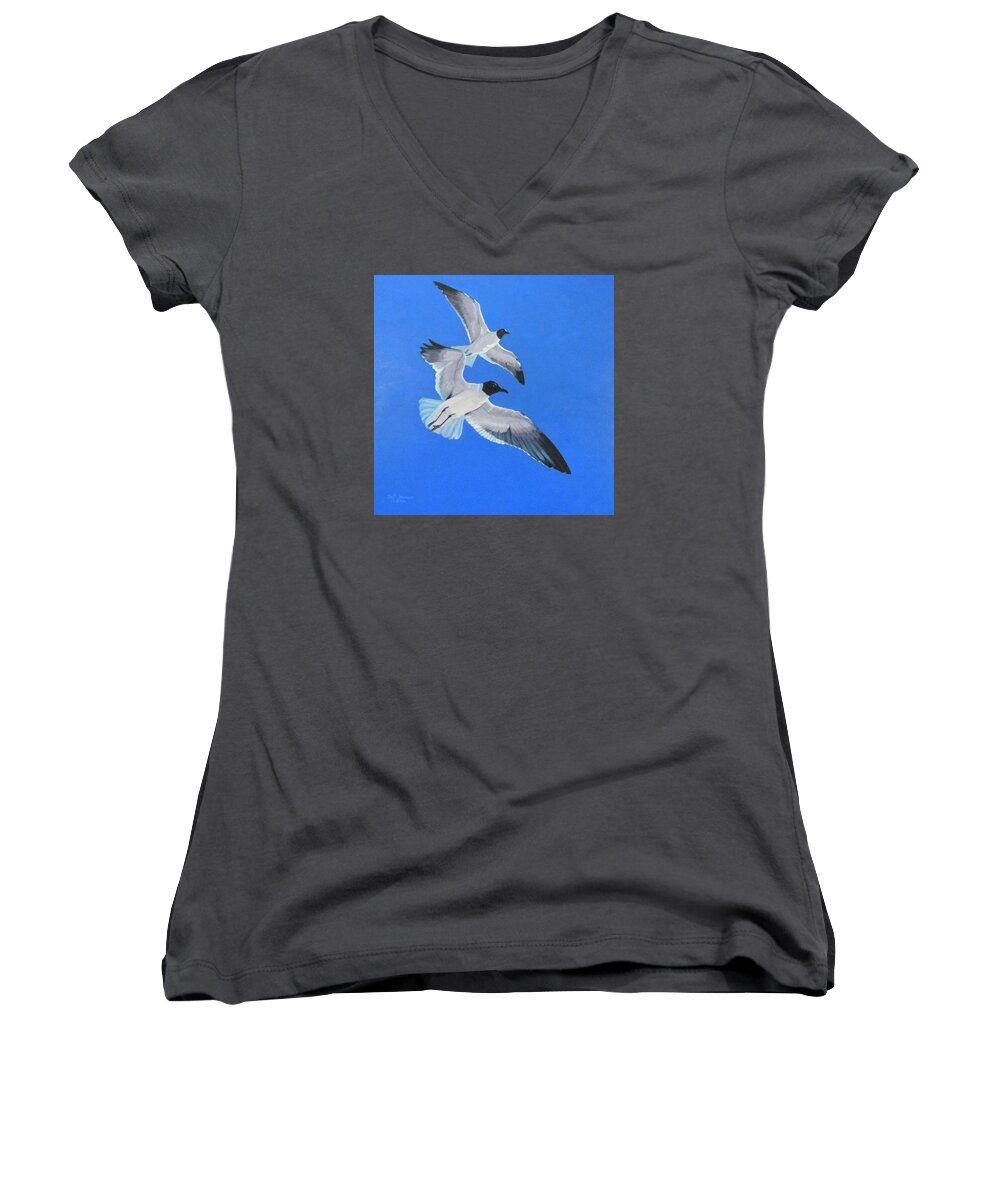 Sea Women's V-Neck featuring the painting Impervious by Jeanette Jarmon