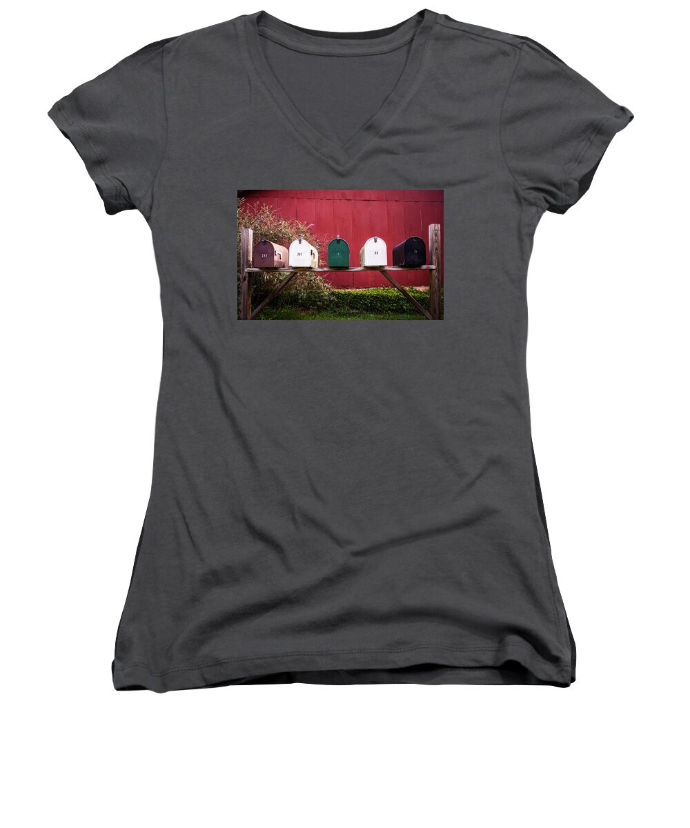 Barn Women's V-Neck featuring the photograph In a Row by Parker Cunningham