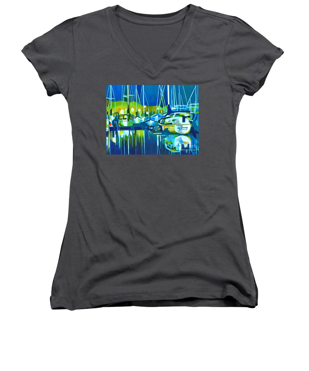 Newport Women's V-Neck featuring the painting In The Moonlight by Tanya Filichkin